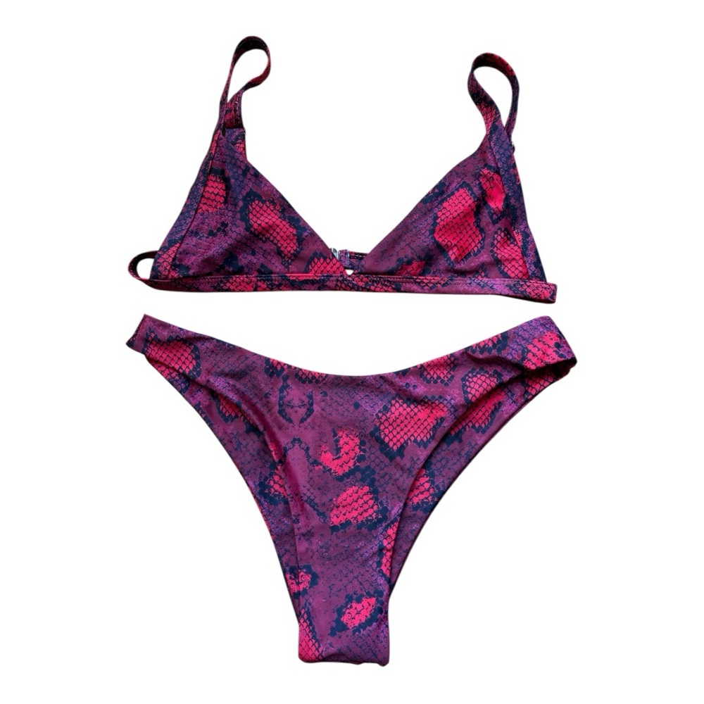 Stylish Red and Burgundy/Dark Pink Bikini, Size 6